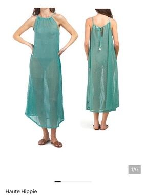 Haute Hippie Mint Green Striped Mesh Swim Coverup